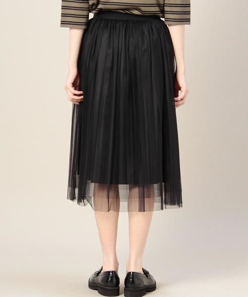 BEAUTY&YOUTH UNITED ARROWS（ビューティーアンドユースユナイテッドアローズ）の「BY チュールプリーツフレアスカート ◆：（スカート・レディース・ブラック/ダークグリーン・フリー）」の3枚目の写真