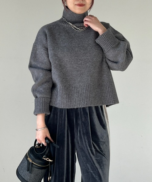 un dix cors（アンディコール）の「後ろスリットタートルニット（ニット/セーター・レディース・チャコールグレー/オフホワイト/ミント・FREE）」の22枚目の写真