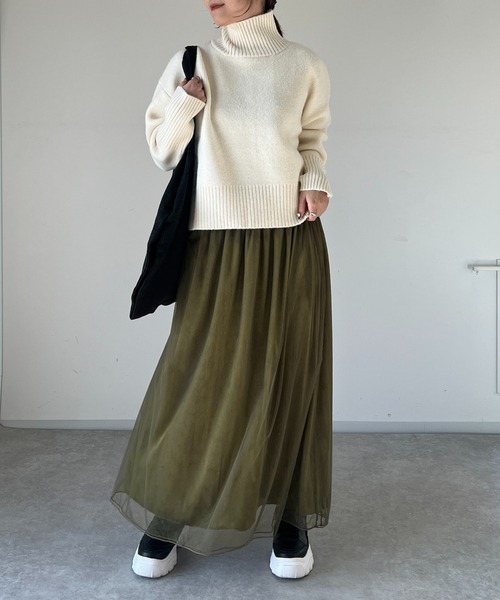 un dix cors（アンディコール）の「後ろスリットタートルニット（ニット/セーター・レディース・チャコールグレー/オフホワイト/ミント・FREE）」の13枚目の写真