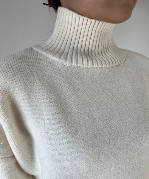 un dix cors（アンディコール）の「後ろスリットタートルニット（ニット/セーター・レディース・チャコールグレー/オフホワイト/ミント・FREE）」の14枚目の写真