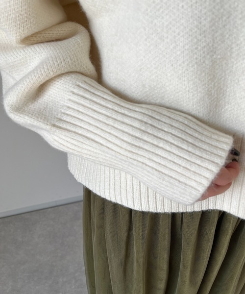 un dix cors（アンディコール）の「後ろスリットタートルニット（ニット/セーター・レディース・チャコールグレー/オフホワイト/ミント・FREE）」の20枚目の写真