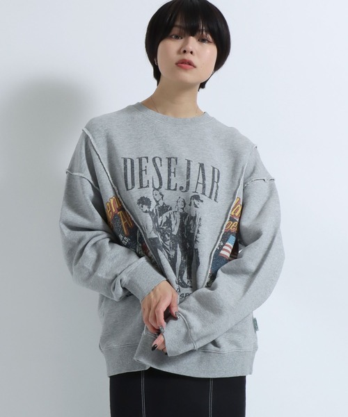 セール】ヴィンテージライク プリントリメイクスウェットトレーナー  