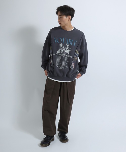 Salong hameu（サロン ハミュー）の「ヴィンテージライクなリメイクスウェットトレーナー/長袖プルオーバートップス メンズ レディース ユニセックス（スウェット・メンズ・ネイビー/グレー/スミクロ/ネイビー系1/ブラック系その他/グレー系その他/グリーン/ワインレッド・LL/L/M）」の21枚目の写真