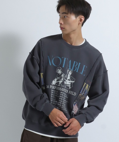 Salong hameu（サロン ハミュー）の「ヴィンテージライクなリメイクスウェットトレーナー/長袖プルオーバートップス メンズ レディース ユニセックス（スウェット・メンズ・ネイビー/グレー/スミクロ/ネイビー系1/ブラック系その他/グレー系その他/グリーン/ワインレッド・LL/L/M）」の20枚目の写真