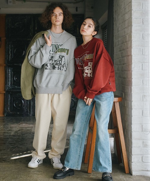 セール】ヴィンテージライクなリメイクスウェットトレーナー/長袖プル