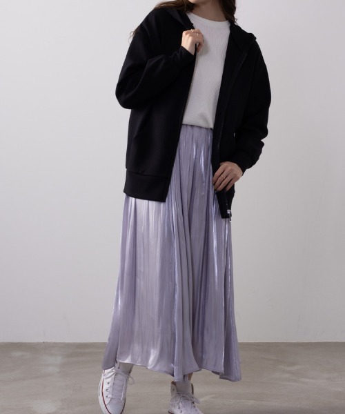 NAVY（ネイビー）の「NAVY きれい見えダンボールジップパーカー（パーカー・レディース・ブラック/ピンク/アイボリー/ライトベージュ・M/L/S/XL）」の11枚目の写真