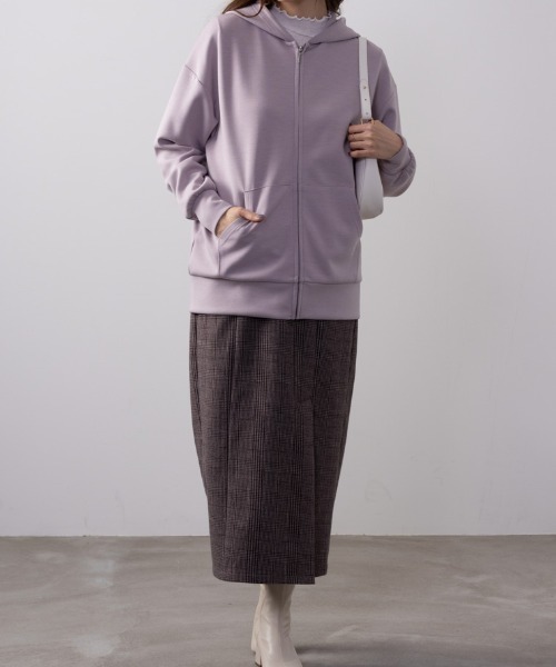 NAVY（ネイビー）の「NAVY きれい見えダンボールジップパーカー（パーカー・レディース・ブラック/ピンク/アイボリー/ライトベージュ・M/L/S/XL）」の14枚目の写真