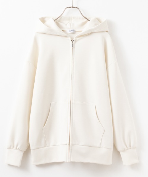 NAVY（ネイビー）の「NAVY きれい見えダンボールジップパーカー（パーカー・レディース・ブラック/ピンク/アイボリー/ライトベージュ・M/L/S/XL）」の6枚目の写真