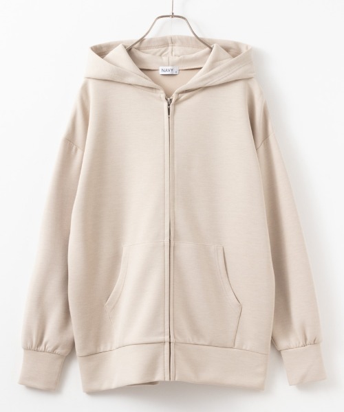 NAVY（ネイビー）の「NAVY きれい見えダンボールジップパーカー（パーカー・レディース・ブラック/ピンク/アイボリー/ライトベージュ・M/L/S/XL）」の7枚目の写真
