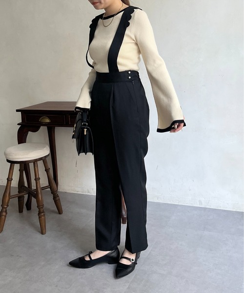 prose verse（プロズヴェール）の「スカラップサスペンダーパンツ（サロペット/オーバーオール・レディース・ブラック・MEDIUM/LARGE）」の3枚目の写真