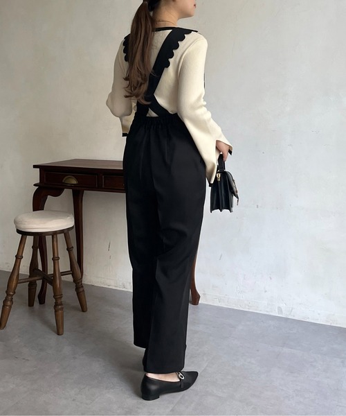 prose verse（プロズヴェール）の「スカラップサスペンダーパンツ（サロペット/オーバーオール・レディース・ブラック・MEDIUM/LARGE）」の4枚目の写真