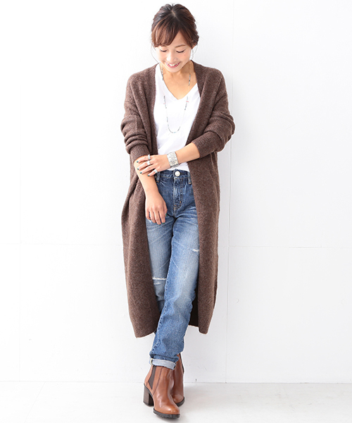 Ray BEAMS(レイビームス)の「■Ray BEAMS / ロング ガウン コーディガン(カーディガン/ボレロ・レディース・ダークブラウン/ライトブルー/ベージュ・ONE SIZE)」の21枚目の写真