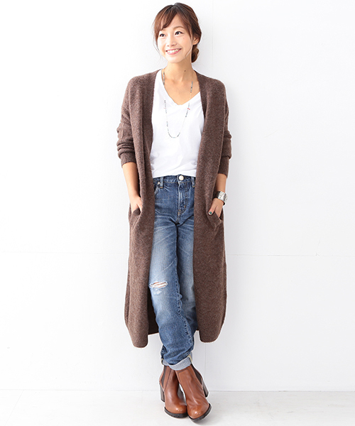 Ray BEAMS(レイビームス)の「■Ray BEAMS / ロング ガウン コーディガン(カーディガン/ボレロ・レディース・ダークブラウン/ライトブルー/ベージュ・ONE SIZE)」の22枚目の写真