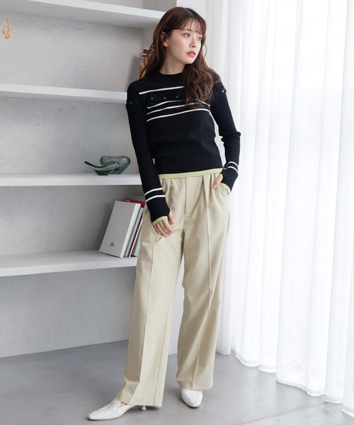 LADYMADE(レディメイド)の「オープンスリーブボーダーニット(ニット/セーター・レディース・ブラック/ホワイト/黄緑系・FREE)」の17枚目の写真