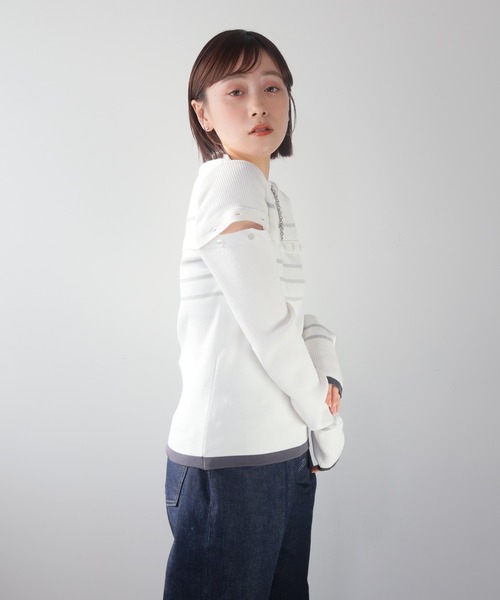 LADYMADE(レディメイド)の「オープンスリーブボーダーニット(ニット/セーター・レディース・ブラック/ホワイト/黄緑系・FREE)」の20枚目の写真