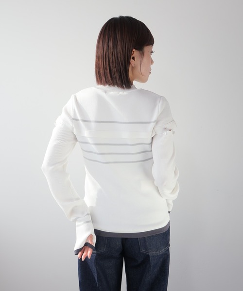 LADYMADE(レディメイド)の「オープンスリーブボーダーニット(ニット/セーター・レディース・ブラック/ホワイト/黄緑系・FREE)」の21枚目の写真