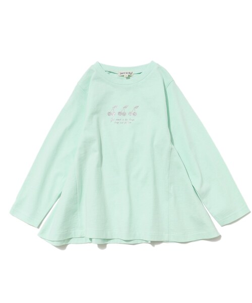 SHOO・LA・RUE（シューラルー）の「◆【110-140cm】GIRLフレアモチーフロンT（Tシャツ/カットソー・キッズ・グリーン系/ベビーピンク/ライトパープル/サックスブルー・11/12/13/14）」の2枚目の写真