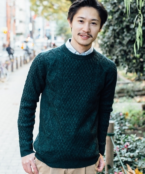 SHIPS(シップス)の「SC: SHIPS(シップス) 9ゲージ ランダム/アラン クルーネック ニット■(ニット/セーター・メンズ・オフホワイト/ホワイト/ブラック/レッド/ネイビー/ダークブルー/グリーン/グレー/ブルー/ワインレッド/ホワイト系その他・LARGE/X-LARGE/MEDIUM/SMALL)」の7枚目の写真