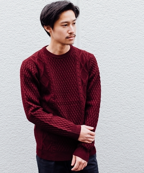 SHIPS(シップス)の「SC: SHIPS(シップス) 9ゲージ ランダム/アラン クルーネック ニット■(ニット/セーター・メンズ・オフホワイト/ホワイト/ブラック/レッド/ネイビー/ダークブルー/グリーン/グレー/ブルー/ワインレッド/ホワイト系その他・LARGE/X-LARGE/MEDIUM/SMALL)」の11枚目の写真