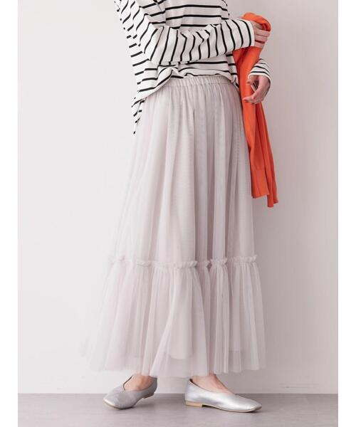 AMERICAN HOLIC（アメリカンホリック）の「ティアードチュールスカート（スカート・レディース・ライトグレー/ブラック・L/M）」の6枚目の写真