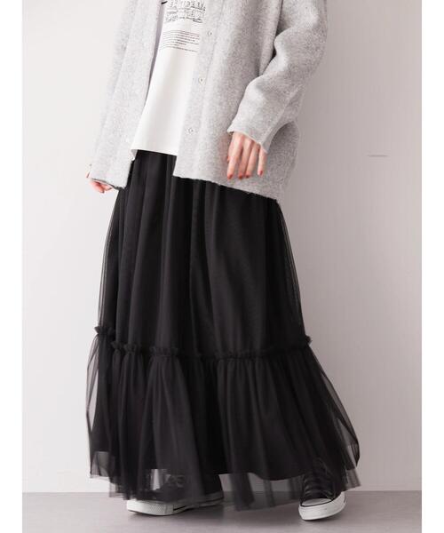 AMERICAN HOLIC（アメリカンホリック）の「ティアードチュールスカート（スカート・レディース・ライトグレー/ブラック・L/M）」の9枚目の写真