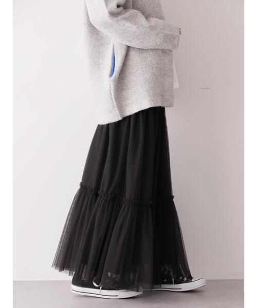 AMERICAN HOLIC（アメリカンホリック）の「ティアードチュールスカート（スカート・レディース・ライトグレー/ブラック・L/M）」の10枚目の写真
