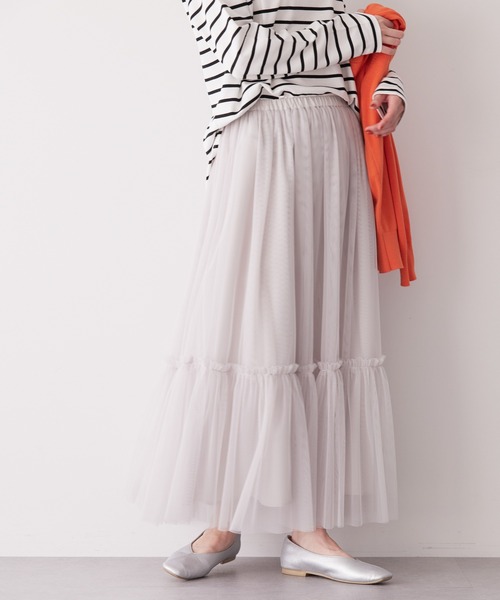 AMERICAN HOLIC（アメリカンホリック）の「ティアードチュールスカート（スカート・レディース・ライトグレー/ブラック・L/M）」の3枚目の写真