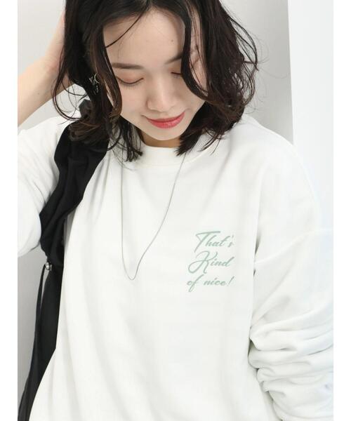 Samansa Mos2 blue(サマンサモスモスブルー)の「裏毛裾ドロストロゴプルオーバー(Tシャツ/カットソー・レディース・オフホワイト/サックスブルー/ブラック・F)」の6枚目の写真