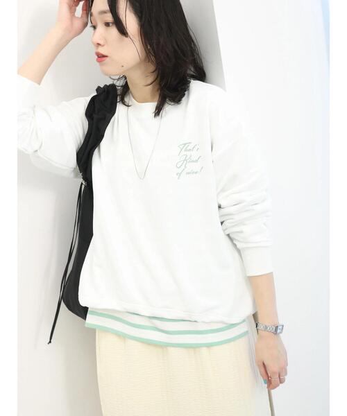 Samansa Mos2 blue(サマンサモスモスブルー)の「裏毛裾ドロストロゴプルオーバー(Tシャツ/カットソー・レディース・オフホワイト/サックスブルー/ブラック・F)」の8枚目の写真