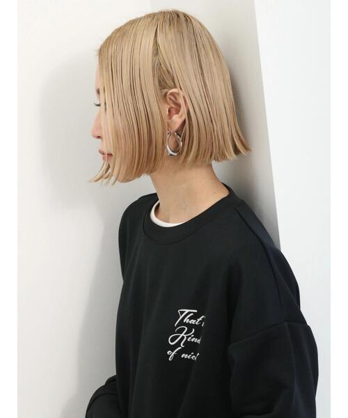 Samansa Mos2 blue(サマンサモスモスブルー)の「裏毛裾ドロストロゴプルオーバー(Tシャツ/カットソー・レディース・オフホワイト/サックスブルー/ブラック・F)」の11枚目の写真