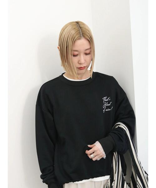 Samansa Mos2 blue(サマンサモスモスブルー)の「裏毛裾ドロストロゴプルオーバー(Tシャツ/カットソー・レディース・オフホワイト/サックスブルー/ブラック・F)」の15枚目の写真