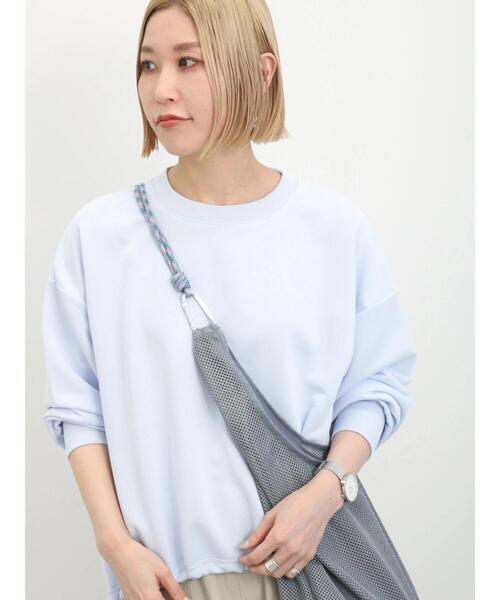 Samansa Mos2 blue(サマンサモスモスブルー)の「裏毛裾ドロストロゴプルオーバー(Tシャツ/カットソー・レディース・オフホワイト/サックスブルー/ブラック・F)」の20枚目の写真