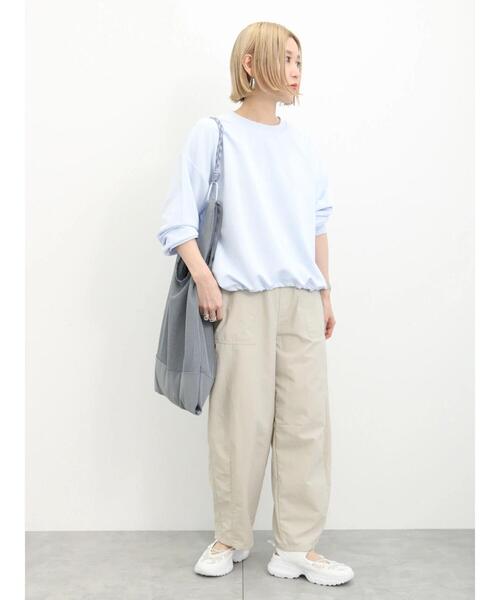 Samansa Mos2 blue(サマンサモスモスブルー)の「裏毛裾ドロストロゴプルオーバー(Tシャツ/カットソー・レディース・オフホワイト/サックスブルー/ブラック・F)」の21枚目の写真