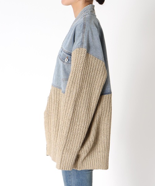 Three Four Time(スリーフォータイム)の「デニムドッキングネップニットカーディガン @(カーディガン/ボレロ・レディース・ベージュ・FREE)」の7枚目の写真