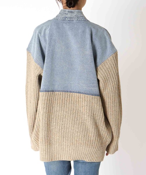 Three Four Time(スリーフォータイム)の「デニムドッキングネップニットカーディガン @(カーディガン/ボレロ・レディース・ベージュ・FREE)」の8枚目の写真