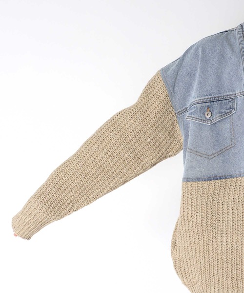 Three Four Time(スリーフォータイム)の「デニムドッキングネップニットカーディガン @(カーディガン/ボレロ・レディース・ベージュ・FREE)」の10枚目の写真