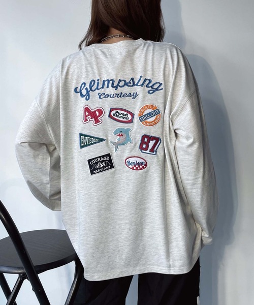 AS KNOW AS plus（アズノゥアズプラス）の「◎アソートワッペンロンT【UNISEX ITEM】（Tシャツ/カットソー・レディース・スミクロ/オートミール/ミント/オフホワイト/ダークグリーン/サックスブルー系/アイボリー系/ブラック系/ホワイト系/ホワイト系1/ダークグリーン系1/ブラック系1/アイボリー系1/ダークグリーン系2/ブラック系2/ホワイト系2/アイボリー系2・FREE）」の10枚目の写真