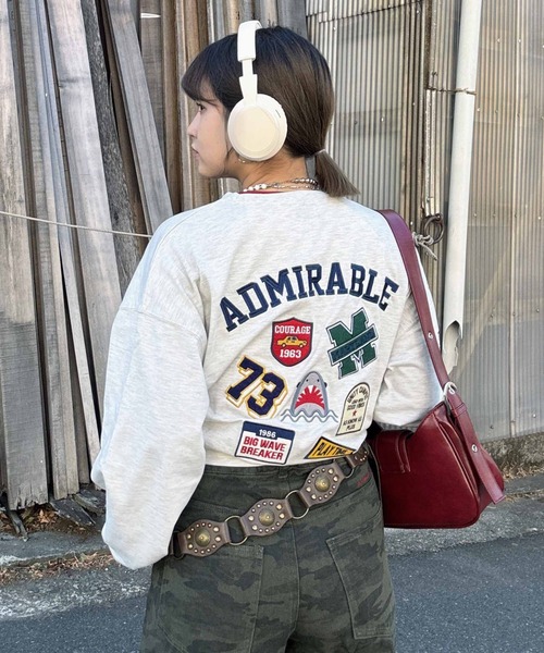 AS KNOW AS plus（アズノゥアズプラス）の「◎アソートワッペンロンT【UNISEX ITEM】（Tシャツ/カットソー・レディース・スミクロ/オートミール/ミント/オフホワイト/ダークグリーン/サックスブルー系/アイボリー系/ブラック系/ホワイト系/ホワイト系1/ダークグリーン系1/ブラック系1/アイボリー系1/ダークグリーン系2/ブラック系2/ホワイト系2/アイボリー系2・FREE）」の12枚目の写真