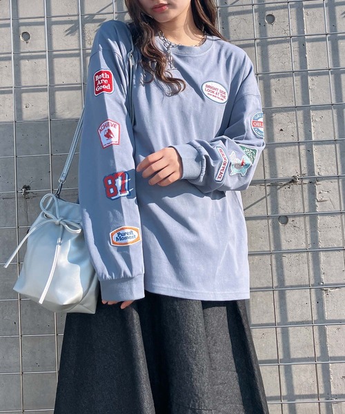 AS KNOW AS plus（アズノゥアズプラス）の「◎アソートワッペンロンT【UNISEX ITEM】（Tシャツ/カットソー・レディース・スミクロ/オートミール/ミント/オフホワイト/ダークグリーン/サックスブルー系/アイボリー系/ブラック系/ホワイト系/ホワイト系1/ダークグリーン系1/ブラック系1/アイボリー系1/ダークグリーン系2/ブラック系2/ホワイト系2/アイボリー系2・FREE）」の17枚目の写真