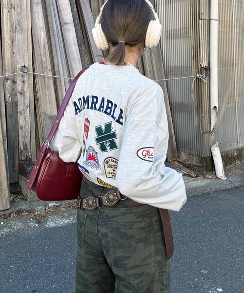 AS KNOW AS plus（アズノゥアズプラス）の「◎アソートワッペンロンT【UNISEX ITEM】（Tシャツ/カットソー・レディース・スミクロ/オートミール/ミント/オフホワイト/ダークグリーン/サックスブルー系/アイボリー系/ブラック系/ホワイト系/ホワイト系1/ダークグリーン系1/ブラック系1/アイボリー系1/ダークグリーン系2/ブラック系2/ホワイト系2/アイボリー系2・FREE）」の19枚目の写真