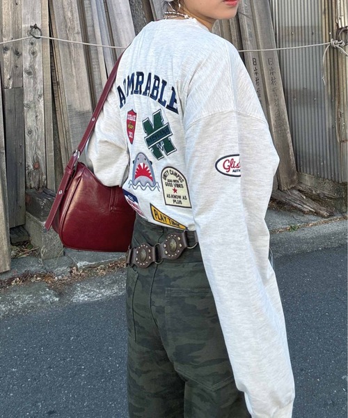 AS KNOW AS plus（アズノゥアズプラス）の「◎アソートワッペンロンT【UNISEX ITEM】（Tシャツ/カットソー・レディース・スミクロ/オートミール/ミント/オフホワイト/ダークグリーン/サックスブルー系/アイボリー系/ブラック系/ホワイト系/ホワイト系1/ダークグリーン系1/ブラック系1/アイボリー系1/ダークグリーン系2/ブラック系2/ホワイト系2/アイボリー系2・FREE）」の20枚目の写真