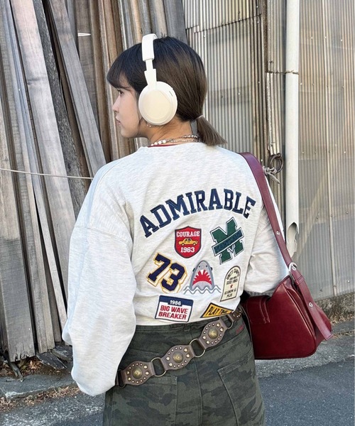 AS KNOW AS plus（アズノゥアズプラス）の「◎アソートワッペンロンT【UNISEX ITEM】（Tシャツ/カットソー・レディース・スミクロ/オートミール/ミント/オフホワイト/ダークグリーン/サックスブルー系/アイボリー系/ブラック系/ホワイト系/ホワイト系1/ダークグリーン系1/ブラック系1/アイボリー系1/ダークグリーン系2/ブラック系2/ホワイト系2/アイボリー系2・FREE）」の21枚目の写真