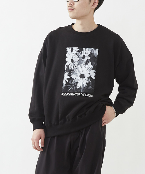 FLOWER PHOTO PRINT SWEAT