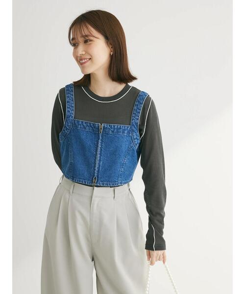 Green　Parks（グリーンパークス）の「デニムビスチェ（ベスト・レディース・ワンウォッシュ/ライトインディゴブルー・FREE）」の17枚目の写真