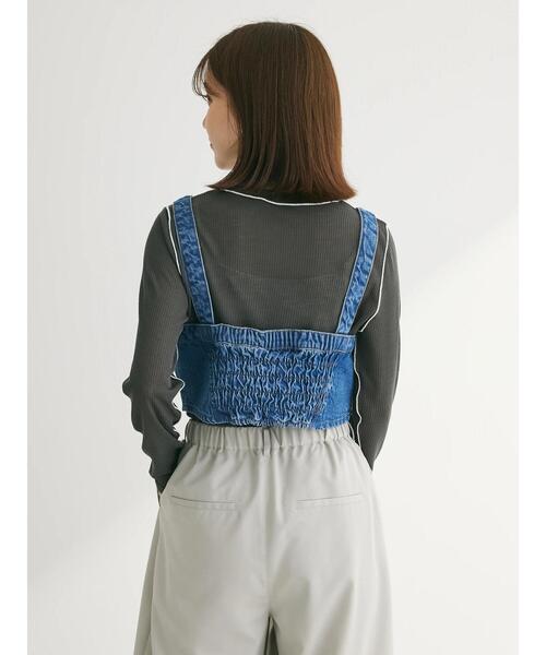 Green　Parks（グリーンパークス）の「デニムビスチェ（ベスト・レディース・ワンウォッシュ/ライトインディゴブルー・FREE）」の19枚目の写真