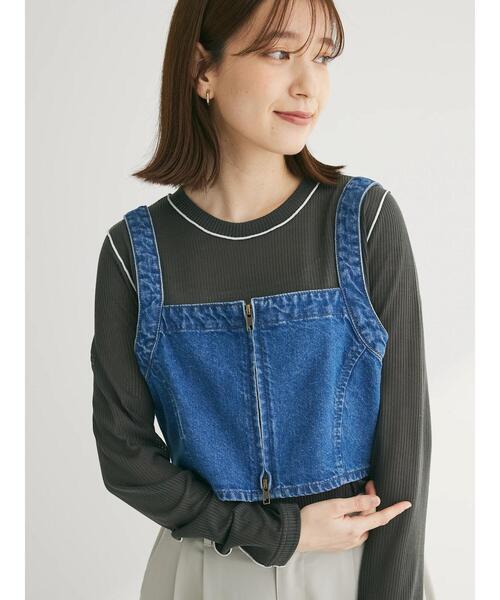 Green　Parks（グリーンパークス）の「デニムビスチェ（ベスト・レディース・ワンウォッシュ/ライトインディゴブルー・FREE）」の20枚目の写真