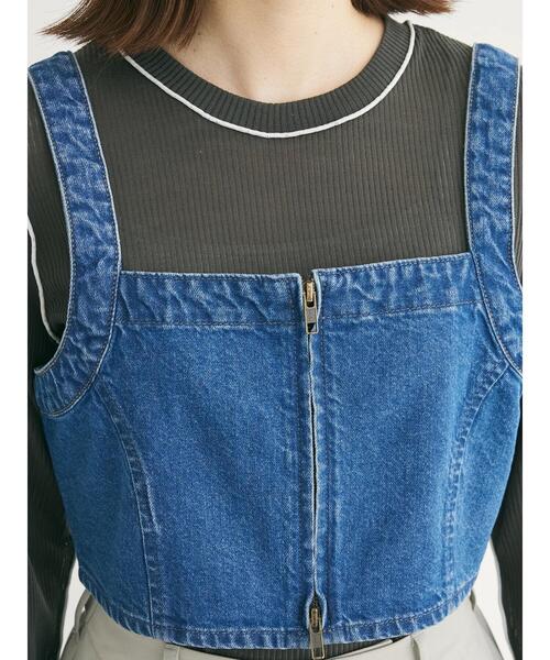 Green　Parks（グリーンパークス）の「デニムビスチェ（ベスト・レディース・ワンウォッシュ/ライトインディゴブルー・FREE）」の21枚目の写真