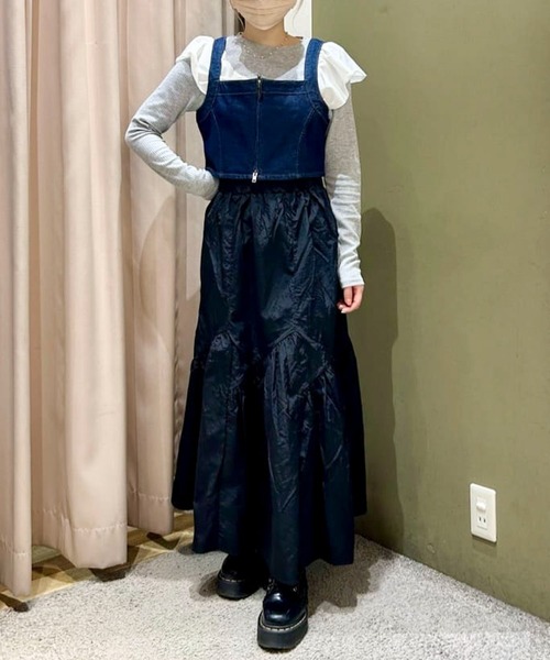 Green　Parks（グリーンパークス）の「デニムビスチェ（ベスト・レディース・ワンウォッシュ/ライトインディゴブルー・FREE）」の3枚目の写真