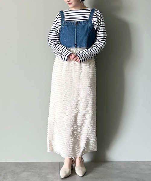 Green　Parks（グリーンパークス）の「デニムビスチェ（ベスト・レディース・ワンウォッシュ/ライトインディゴブルー・FREE）」の7枚目の写真