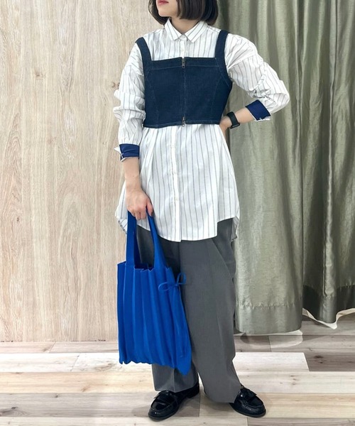 Green　Parks（グリーンパークス）の「デニムビスチェ（ベスト・レディース・ワンウォッシュ/ライトインディゴブルー・FREE）」の11枚目の写真